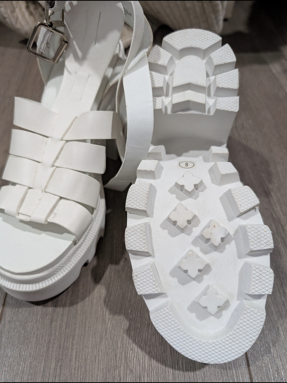 Steve Madden White Chunky Platform Sandals with Lug Sole